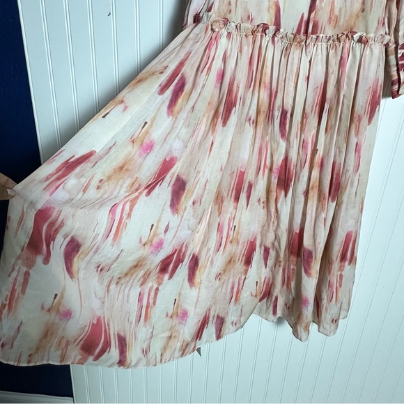 Aconiconi Midi Dress Long Sleeve V-Neck Size  Medium Abstract Print Lined - Picture 10 of 17